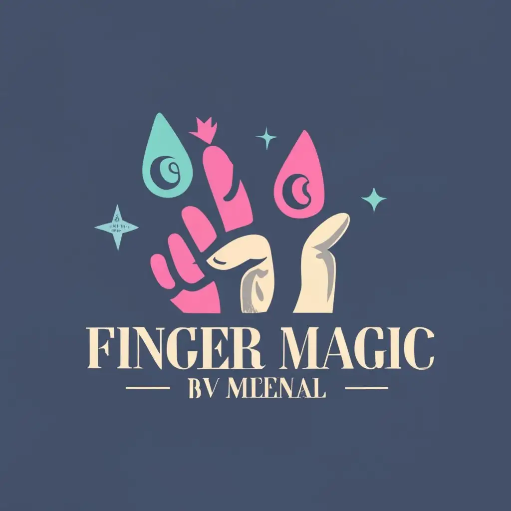 logo, Finger magic by meenal, with the text "Finger magic by meenal", typography, be used in Legal industry bit more creative use pink and blue purple colour make more beautiful artists creative