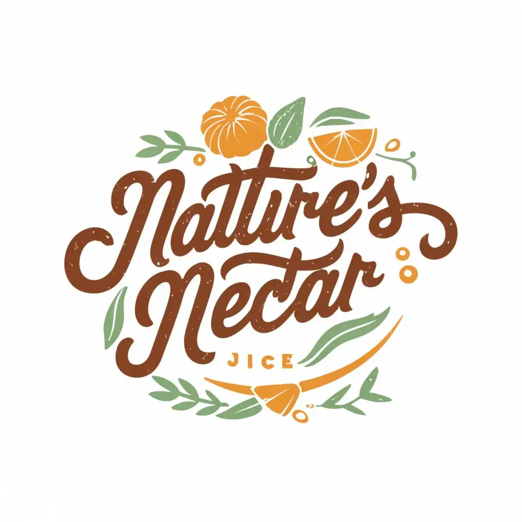 logo, fruits juice, with the text "nature's nectar", typography