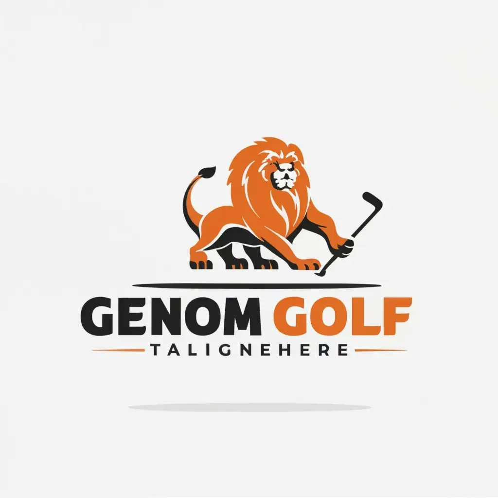 a logo design,with the text "GenomGolf", main symbol:lion,complex,be used in Sports Fitness industry,clear background