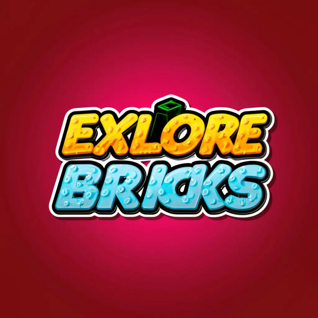 a logo design,with the text "Explore Bricks", main symbol:its Lego. It adventurous. It is creativity. Playful. Fun. imagination. a lot of lego,Moderate,clear background