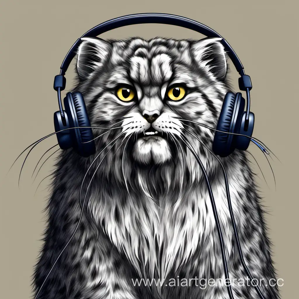 Manul-Wearing-Headphones-in-a-Serene-Setting