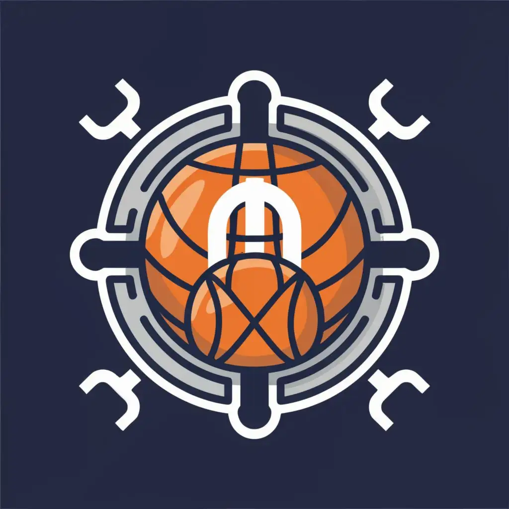 logo, Semiconductor, Ai character, basketball, white border, circle border, with the text "Taipei", typography, be used in Sports Fitness industry