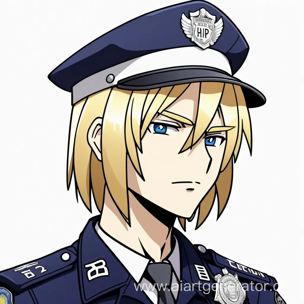 Полицеский парень блондин с каре в аниме стиле
