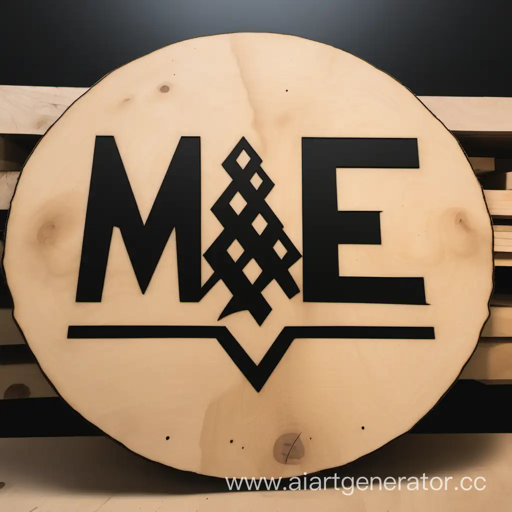 Создать логотип М&Е, выжженных на фанере