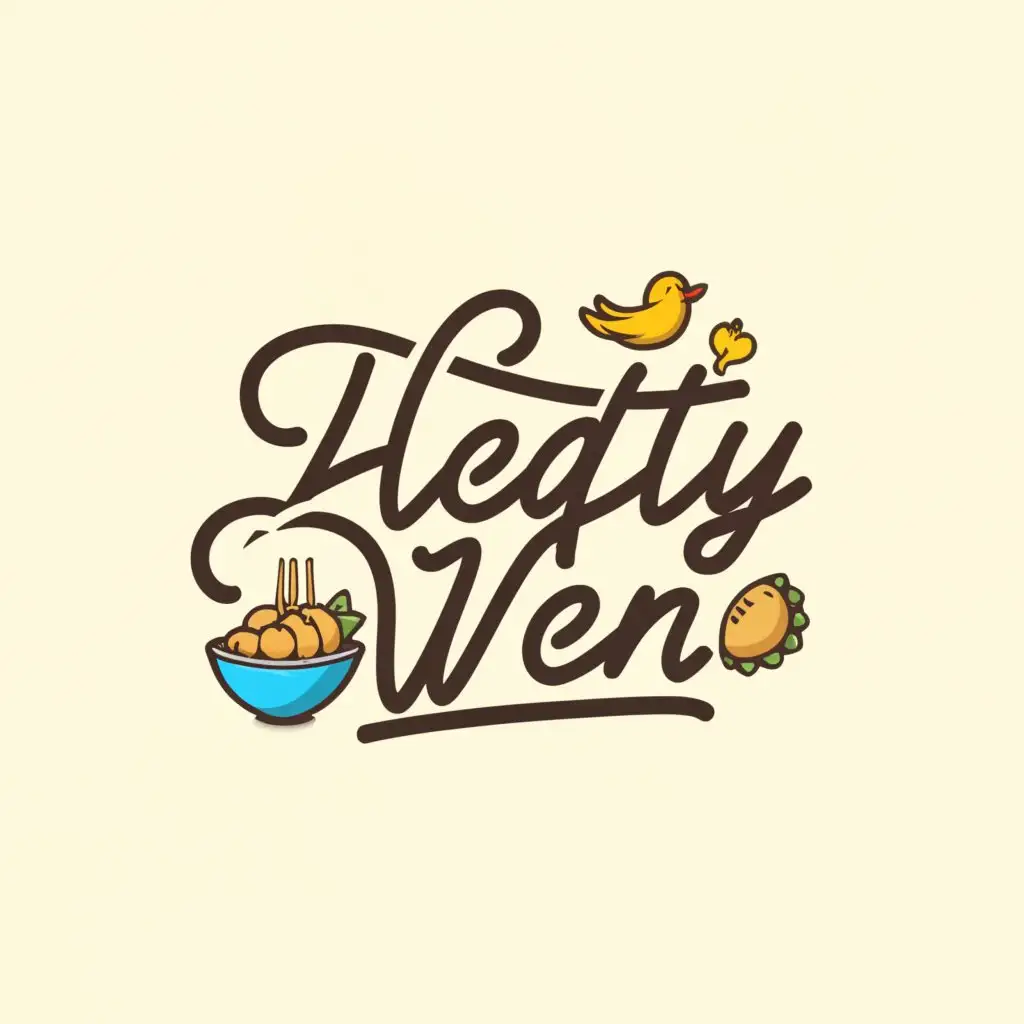 a logo design,with the text "Hefty wen", main symbol:Dumplings and pecking duck,Moderate,be used in Restaurant industry,clear background
