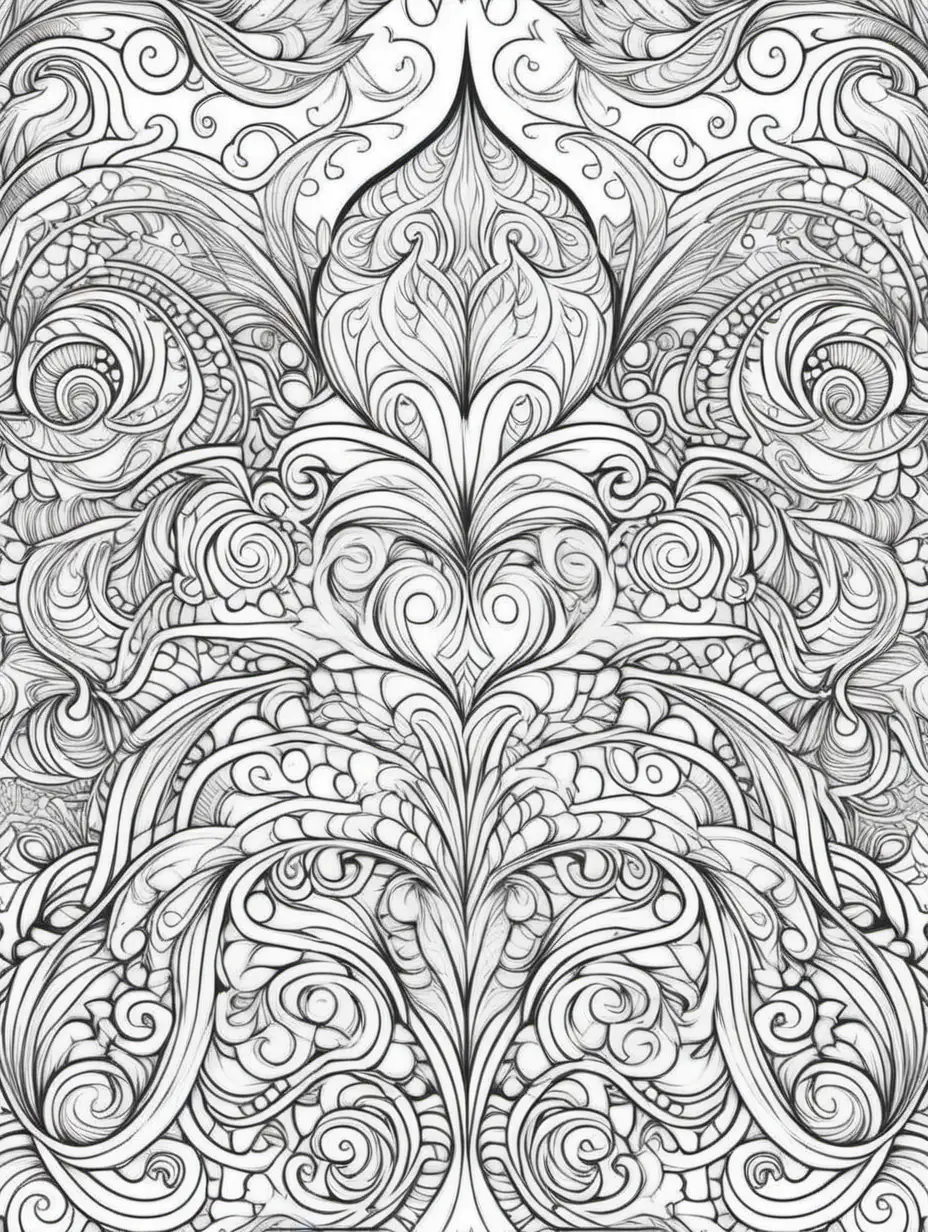 Enchanting Seamless Magical Pattern Outline for Adult Coloring Book