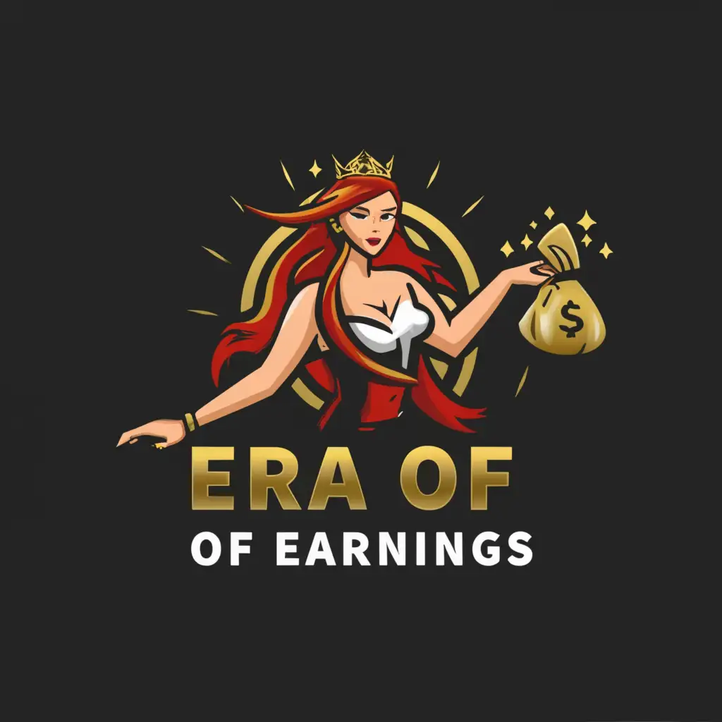 a logo design,with the text "Era of Earning", main symbol:redhead, money,Moderate,clear background
