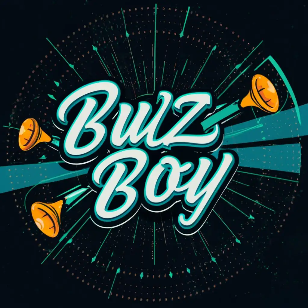 logo, sound, with the text "BUZZ BOY", typography