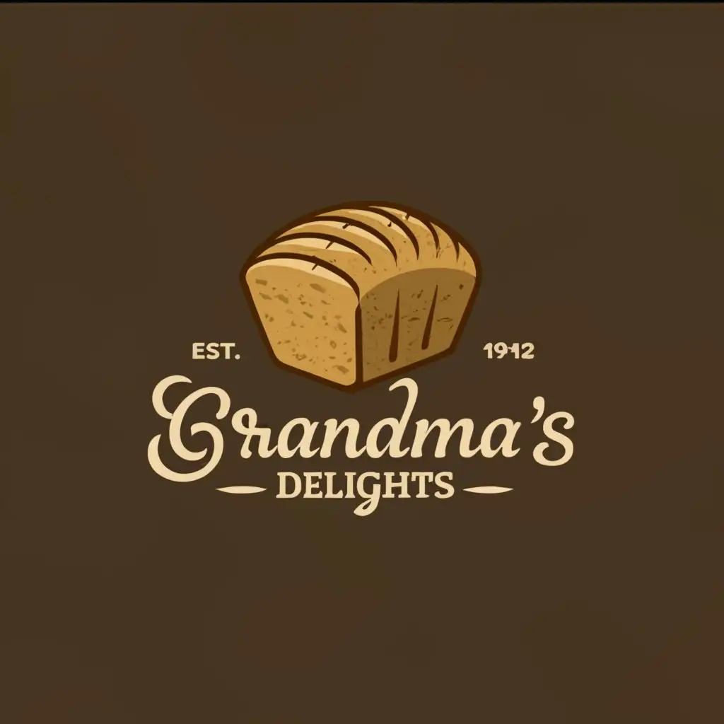 a logo design,with the text "Grandma's delights", main symbol:Traditional fresh bread,Moderate,be used in Restaurant industry,clear background