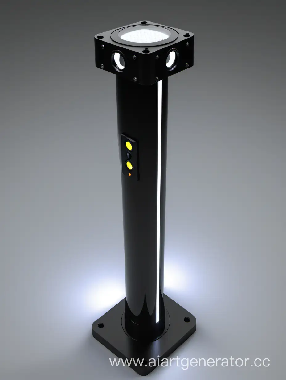 Невысокий столб с датчиком движения, системой машинного зрения и светодиодом