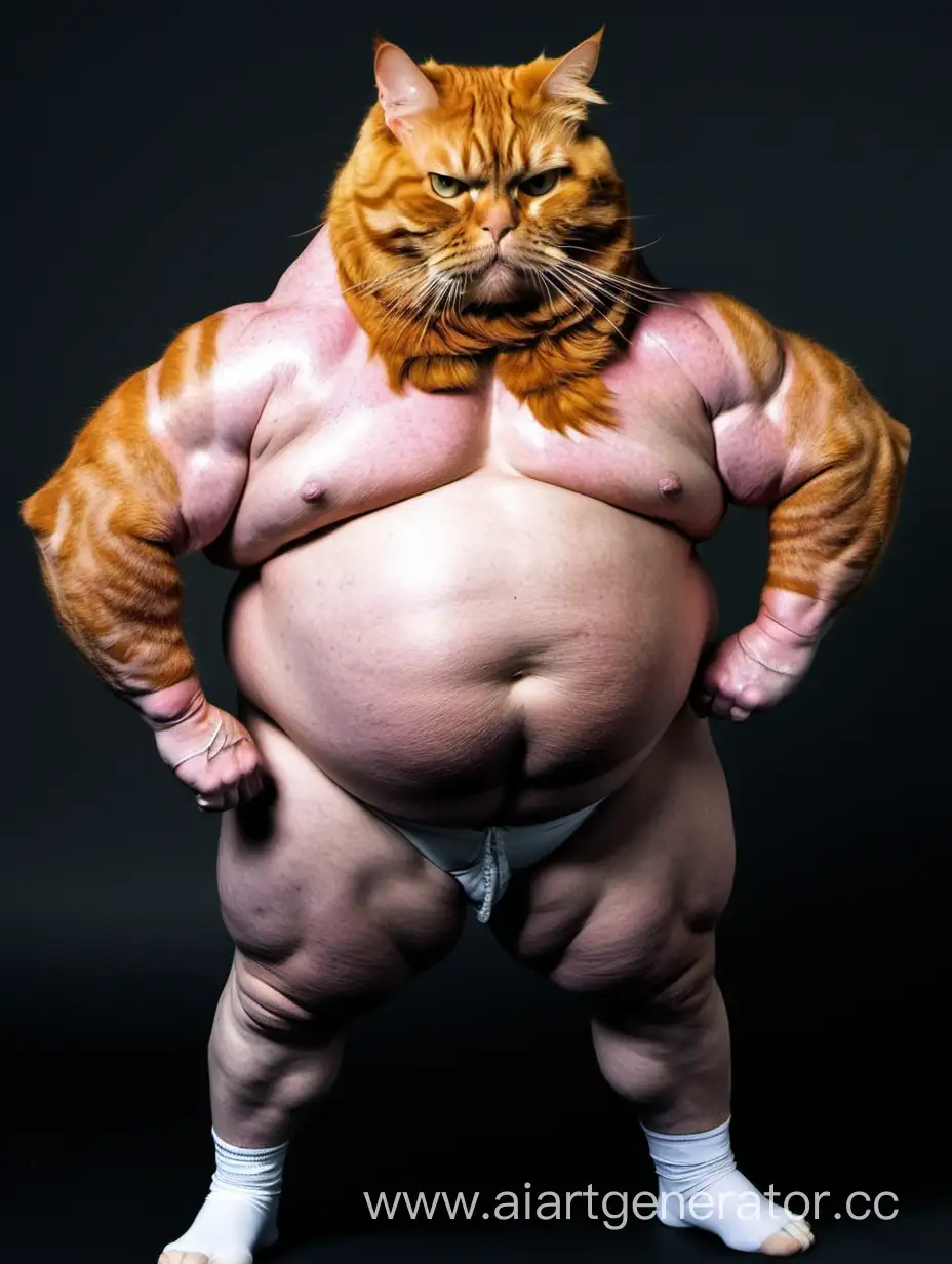 Muscular-Ginger-Cat-Flexing-Its-Strength