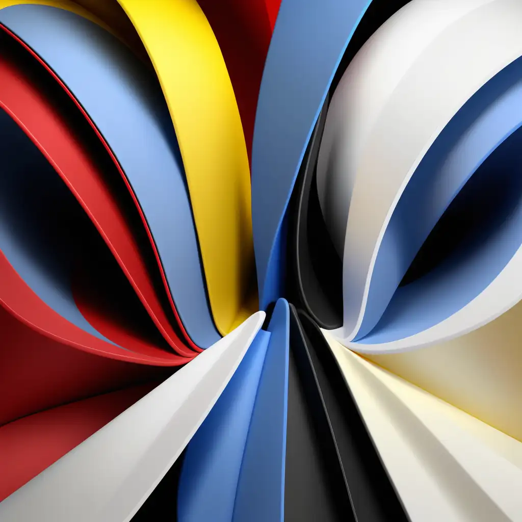 A Samsung z fold 5 wallpaper including the colours black white red blue and yellow. 