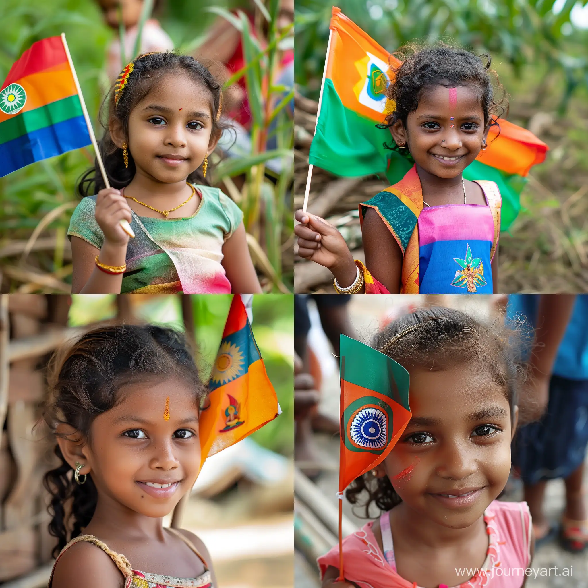 Girl with SriLankan flag
