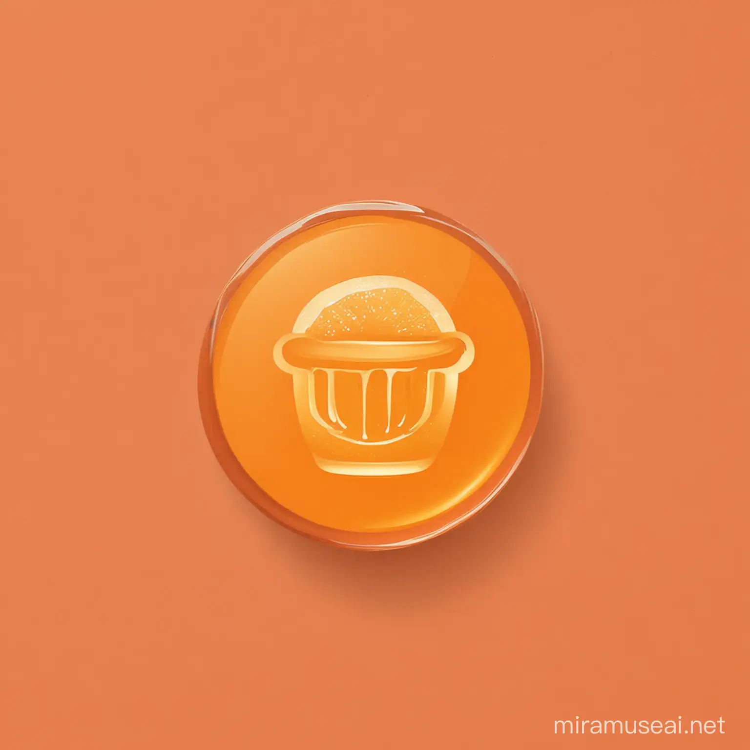 Logo for a recipe app, round shape to match the orange background with transparent background