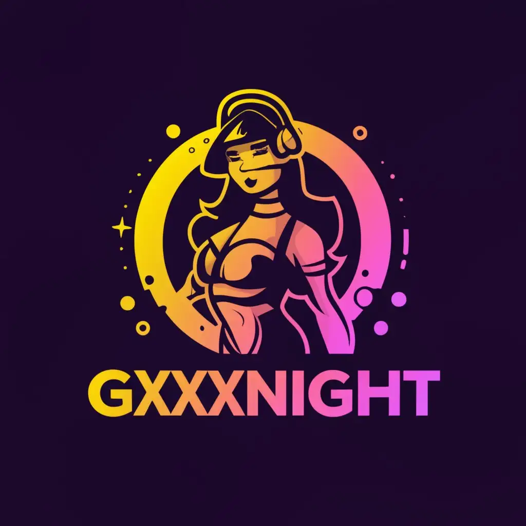 a logo design,with the text "gxxxnight", main symbol:cam girl,Moderate,clear background