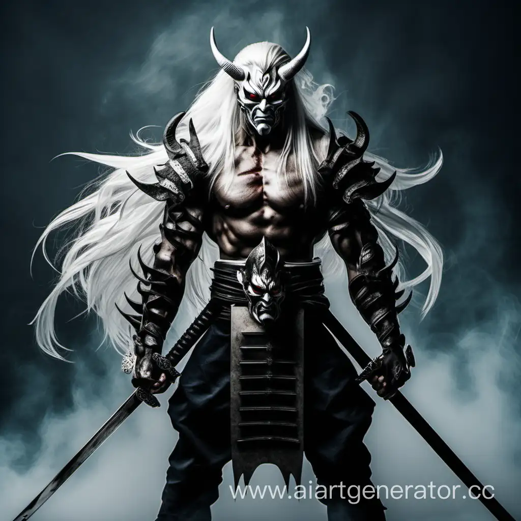 Mysterious-Samurai-Warrior-with-Demon-Mask-and-Twin-Katanas