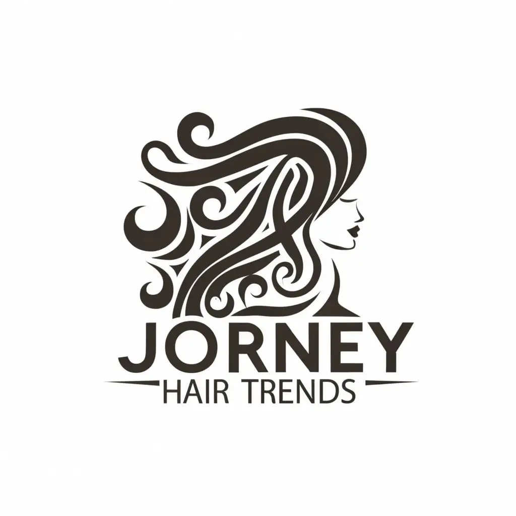 logo, Unique hair with braids, with the text "Journey Hair Trends", typography, be used in Beauty Spa industry