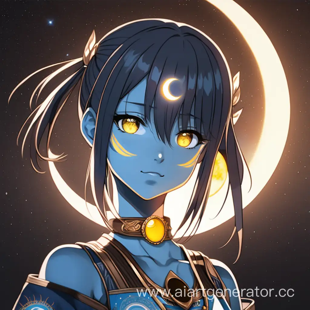 Аватарка девушки и солнечного затмения в стиле аниме 