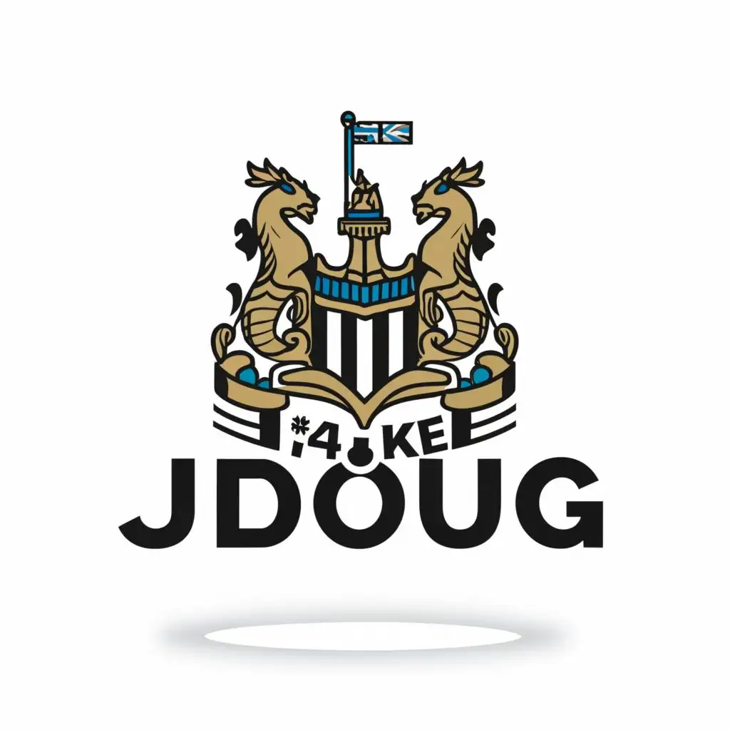 a logo design,with the text "J4KE DOUG", main symbol:Newcastle United,Moderate,be used in Entertainment industry,clear background