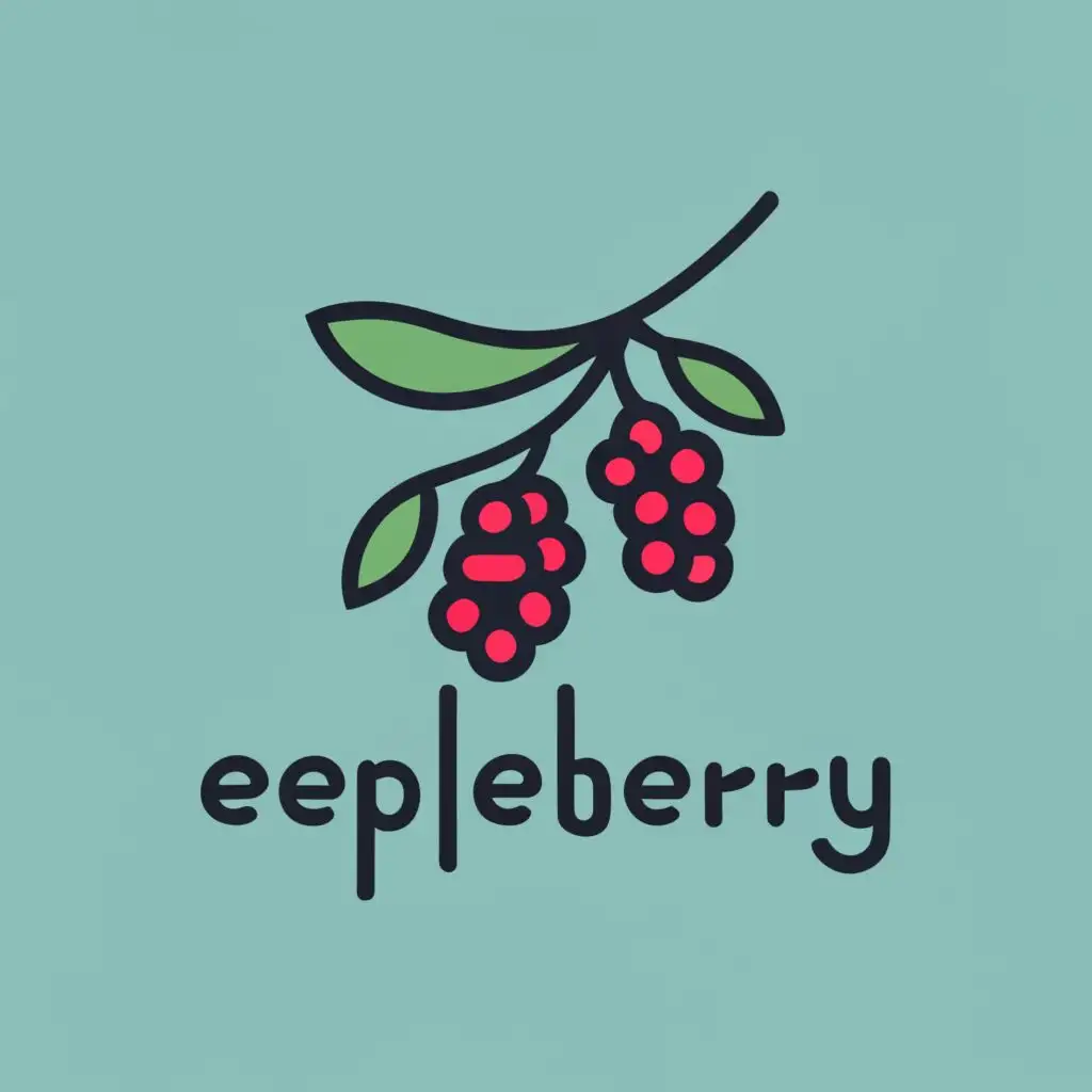 logo, hanging berry, with the text "eepleberry", typography, be used in jewelry