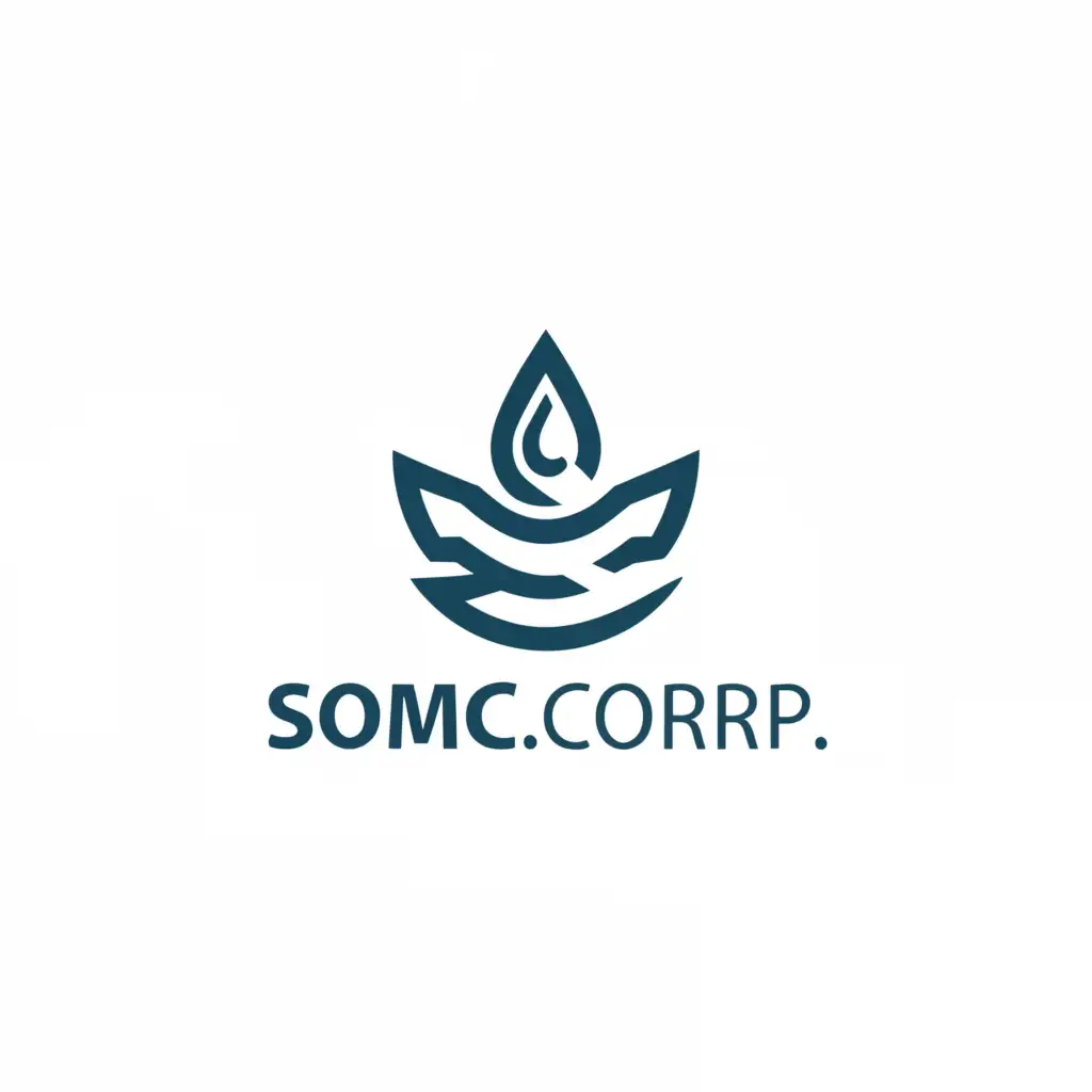 a logo design,with the text "SOMC. CORP.", main symbol:ship and oil,Minimalistic,clear background