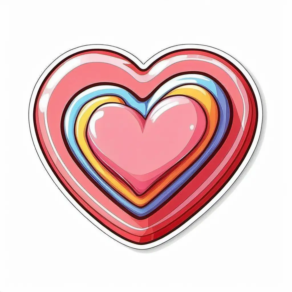 Cartoon Style Valentine Theme Candy Heart Sticker on a White Background