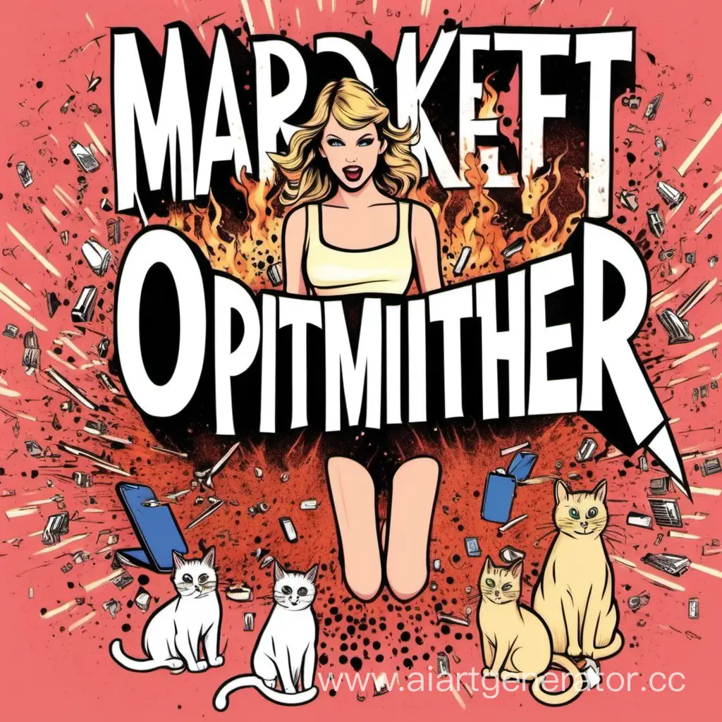 market optimither text with talyor swift and cats and explosion