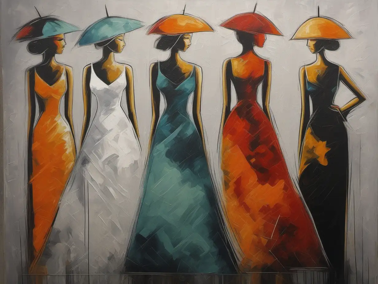 contemporary art style painting of women