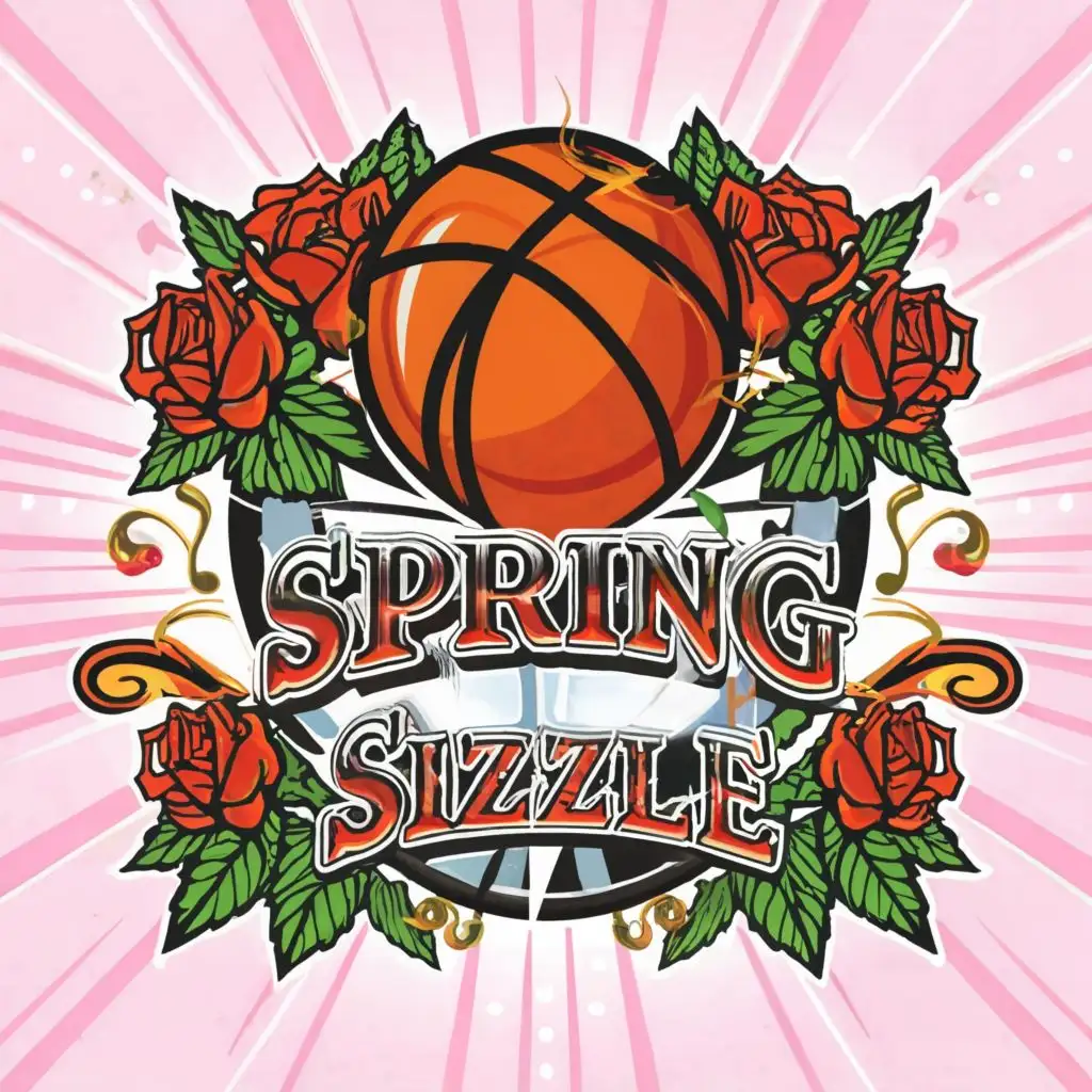 LOGO-Design-for-Spring-Sizzle-Dynamic-Basketball-Theme-with-Hoop-and-Rose-Accents