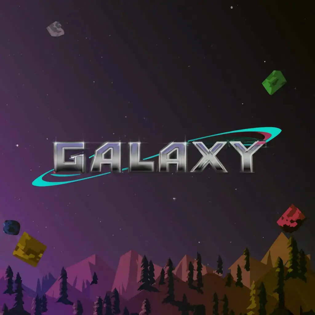a logo design,with the text 'Galaxy', main symbol:minimalistic logo in minecraft style and some galaxy accents,Minimalistic,be used in Entertainment industry,clear background