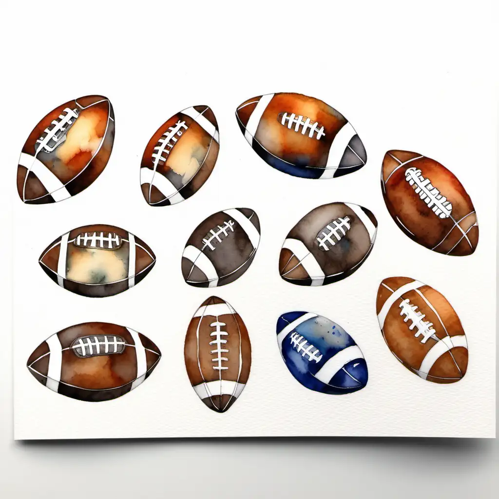 Vibrant Watercolor Paintings of 10 Footballs