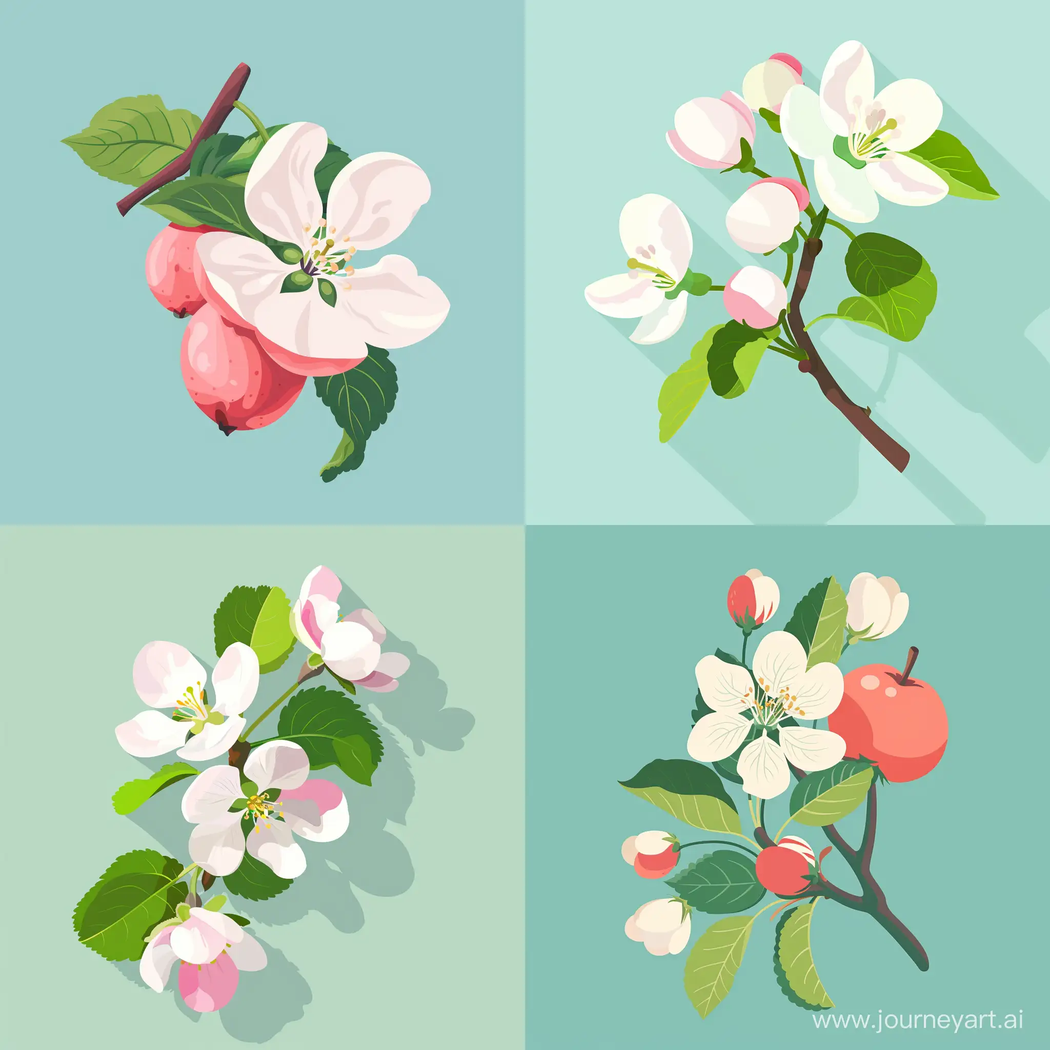 Apple blossom, high quality, HD, in flat style