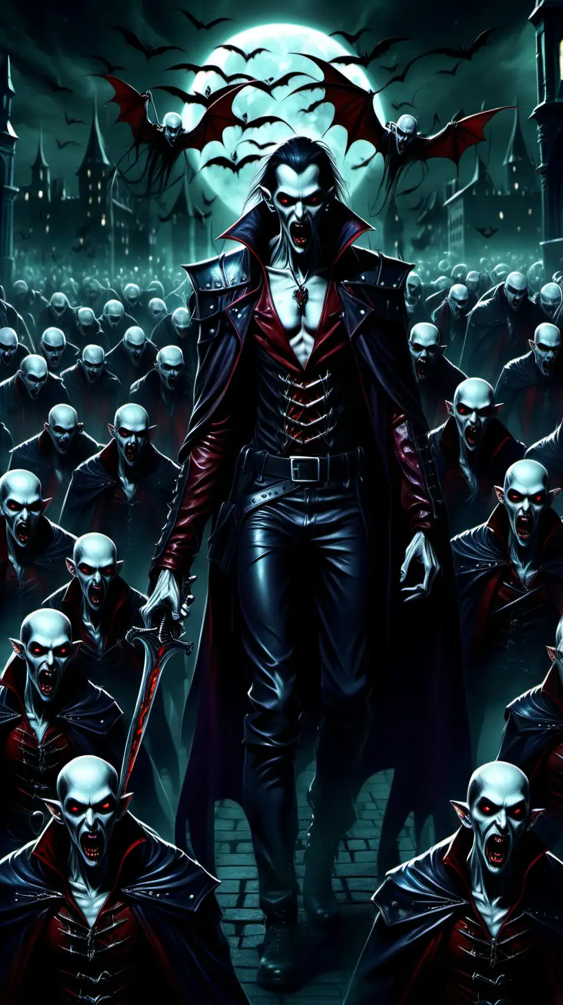 Epic Fantasy Scene Army of Skinny Vampires in the Night