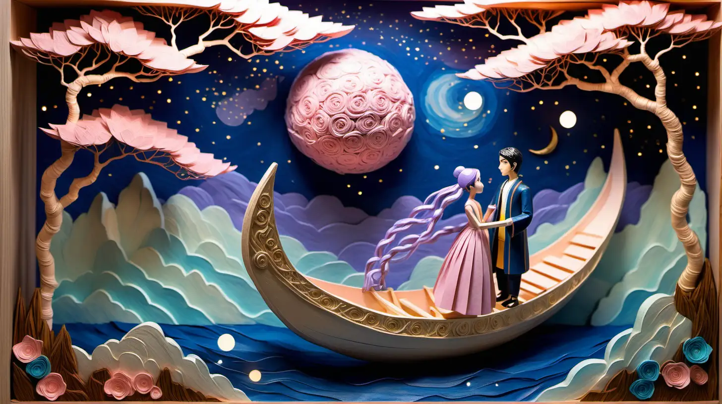 Whimsical GhibliInspired Romance Enchanting Boat Journey