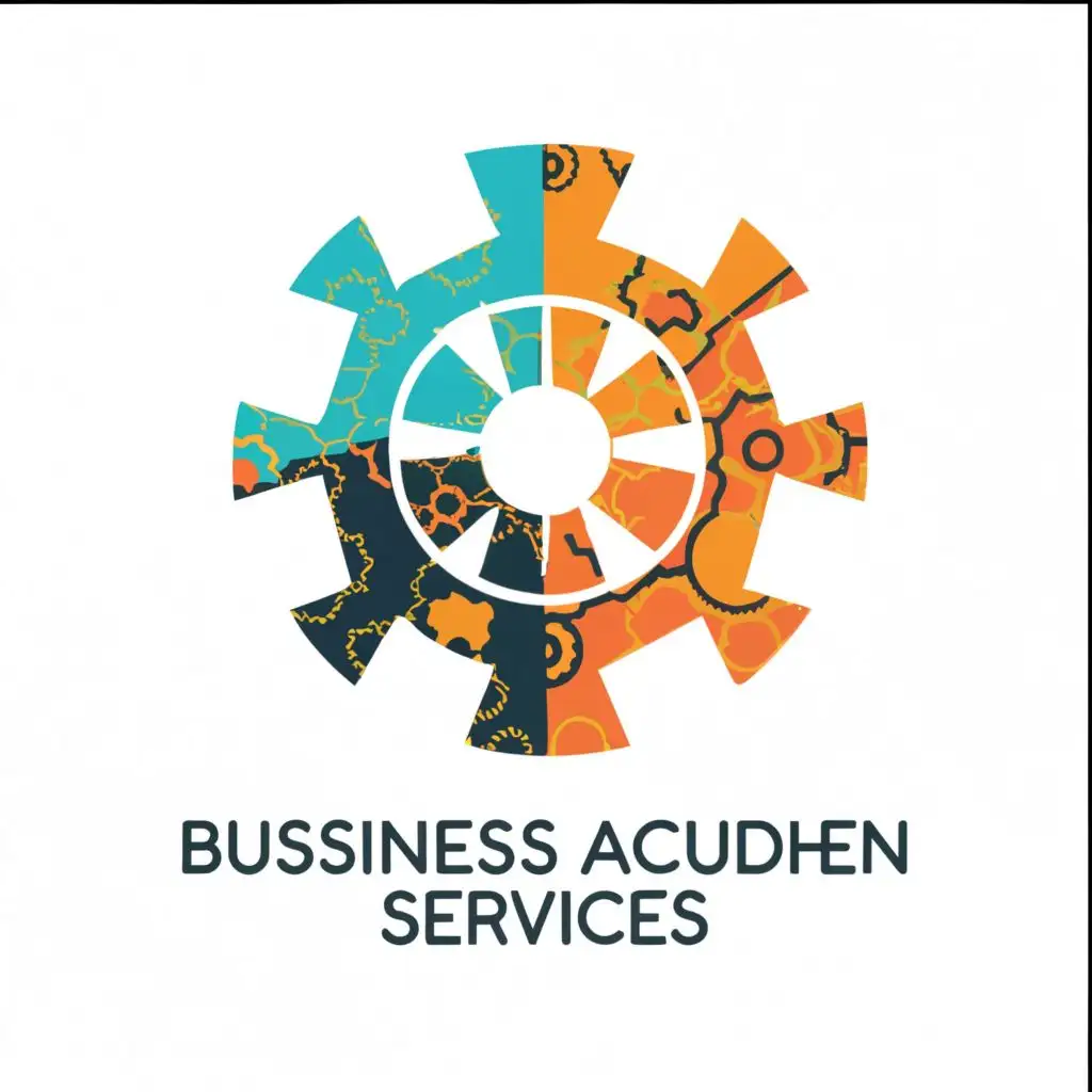 a logo design,with the text "Business Acumen Services", main symbol:This logo features an abstract representation of interconnected gears, symbolizing synergy, efficiency, and the interconnectedness of various business elements. The gears are depicted in vibrant colors, such as orange, green, and blue, to convey dynamism and innovation. The typography for "Business Acumen Services" is modern and bold, positioned below the gears to ensure clarity and visibility. Overall, the logo exudes a sense of forward-thinking and expertise in navigating the complexities of business operations.,Moderate,be used in Finance industry,clear background