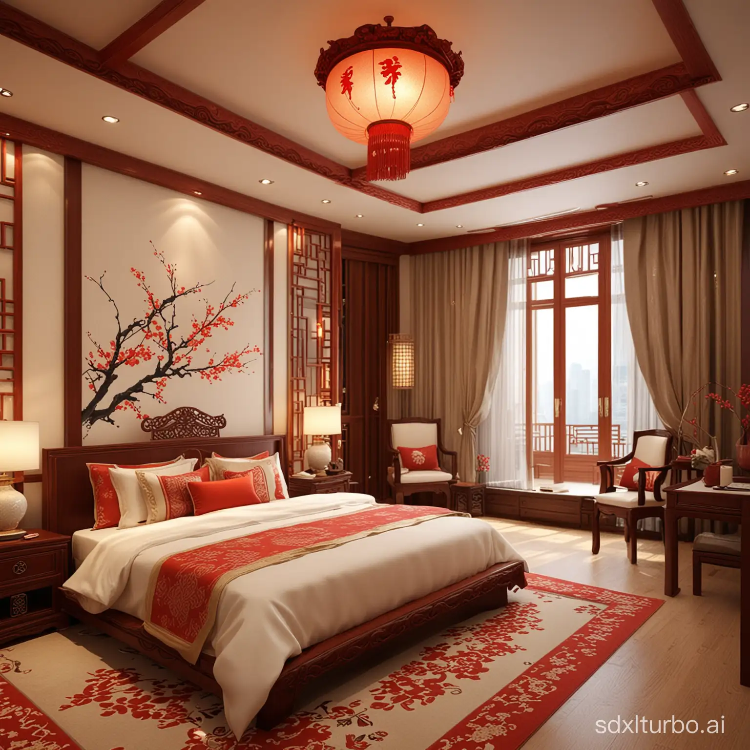 Chinese-style interior bedroom design