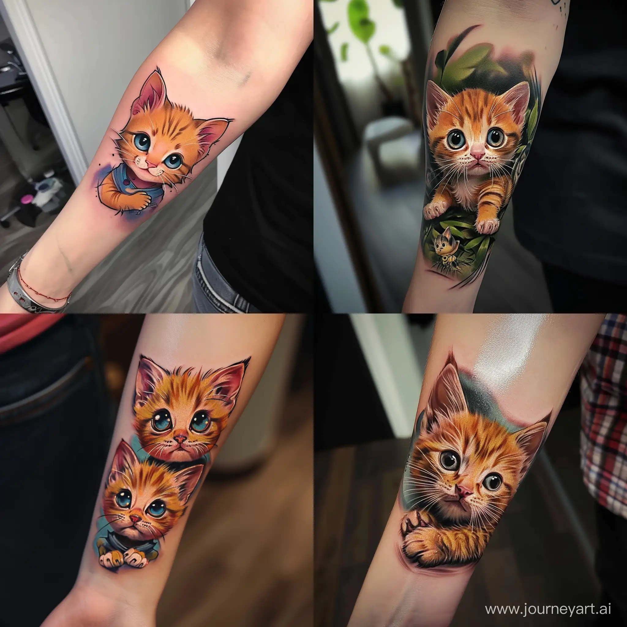 Hyperrealistic-Cute-Anime-Kitten-Forearm-Tattoo-with-VIP-Shading