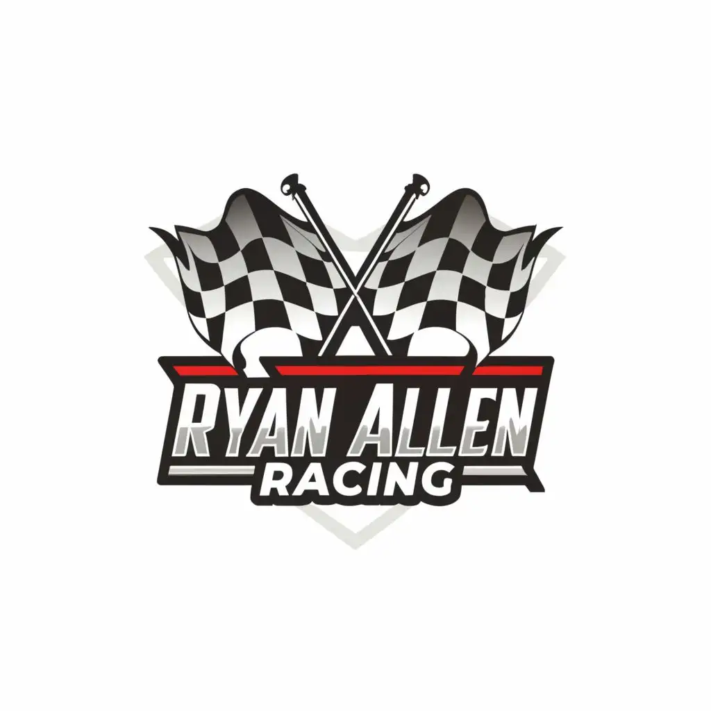 LOGO-Design-For-Ryan-Allen-Racing-Checkered-Flag-with-Dynamic-Typography