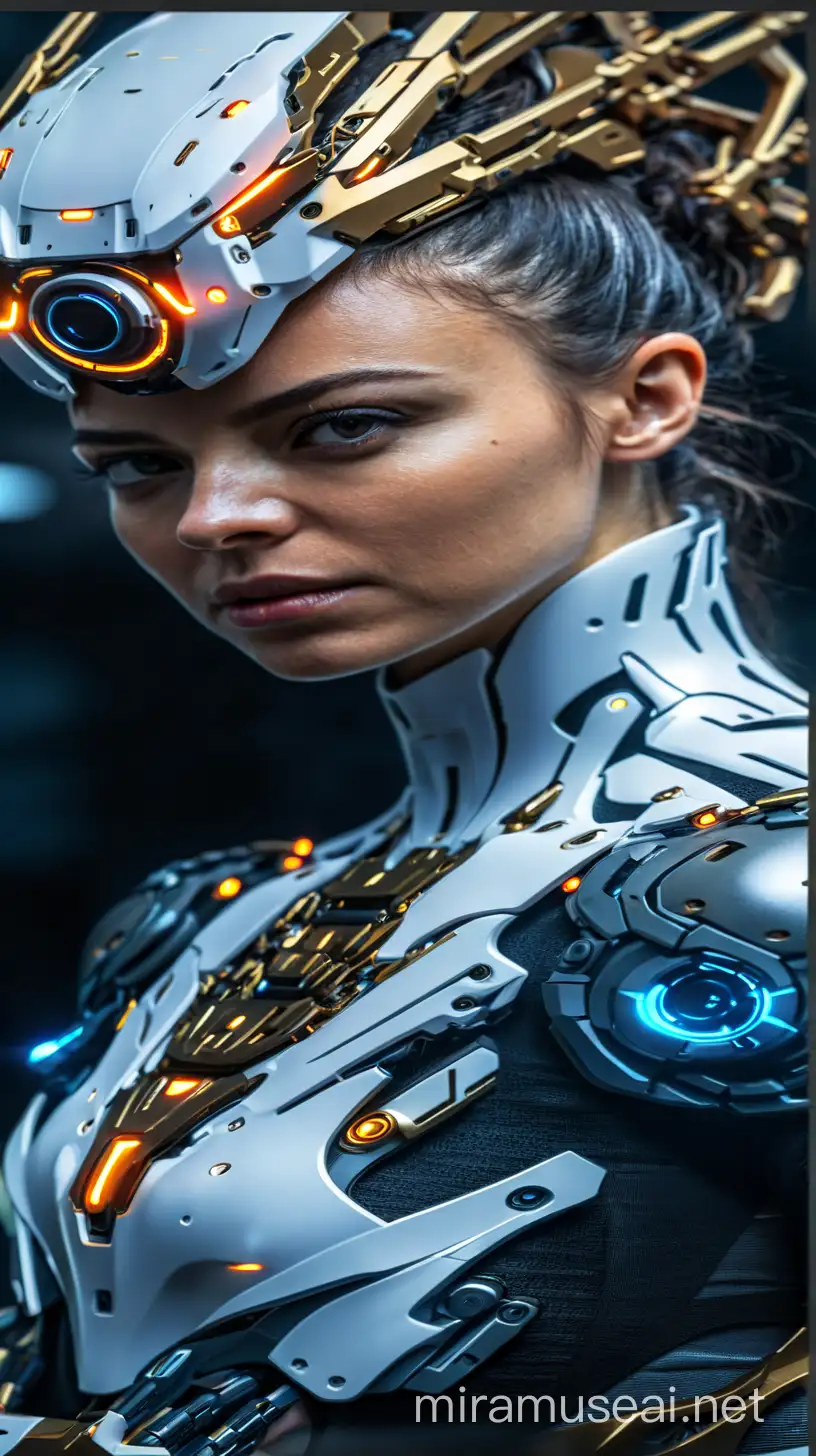 Futuristic Cyborg Woman in Cinematic HDR Lighting
