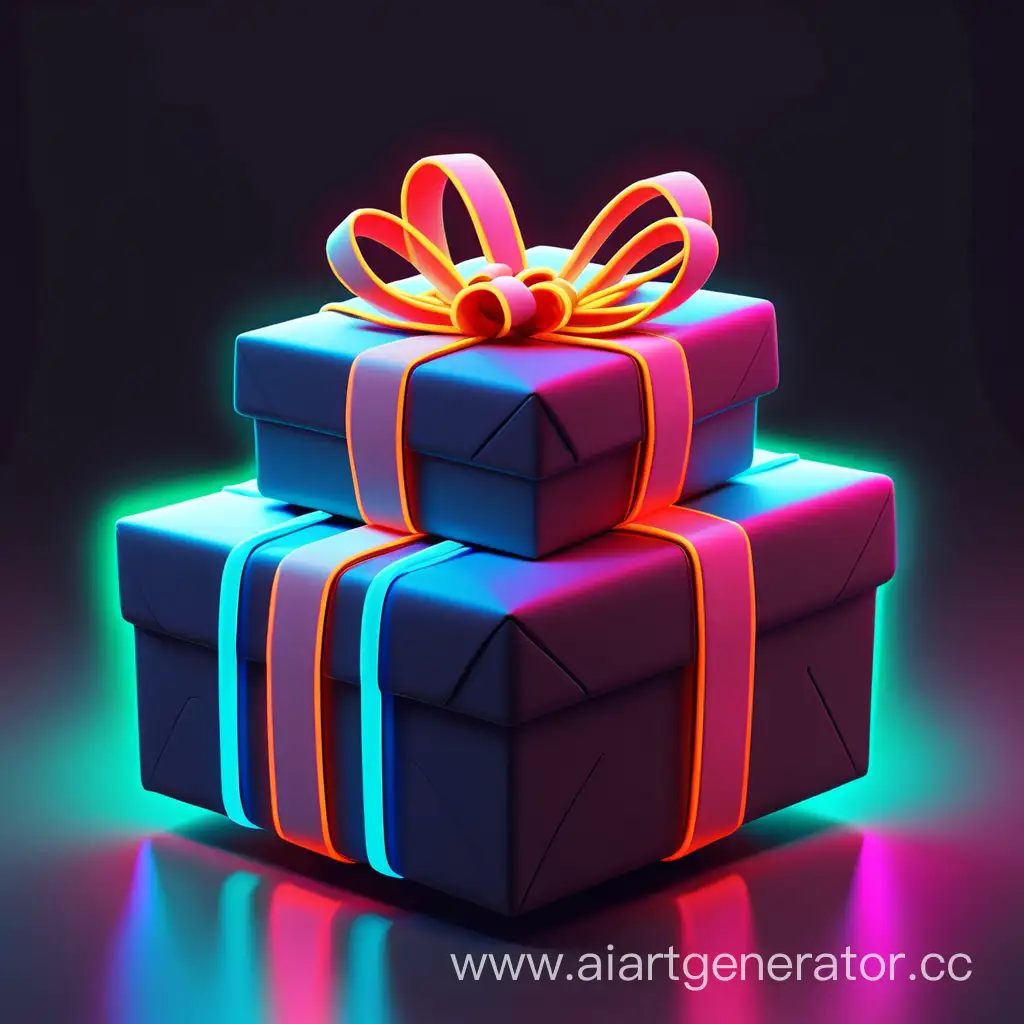 Vibrant-Neon-Gift-Box-Illuminated-in-the-Dark