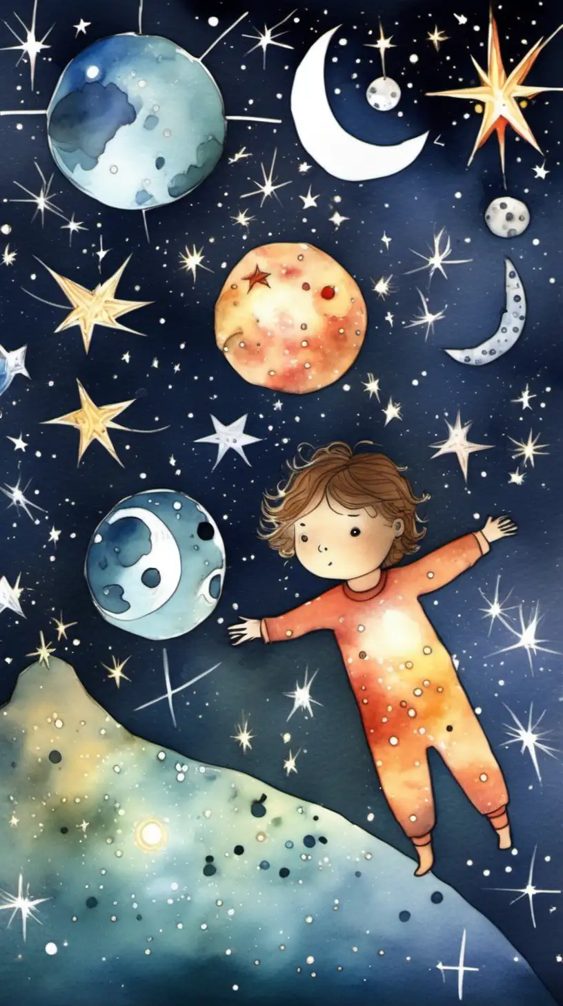As Stella narrates the stories of different constellations, the illustrator should bring these to life. Orion, the Big Dipper, Ursa Major, and Cassiopeia can be creatively visualized, perhaps with subtle anthropomorphic traits to make them engaging for children. use watercolor style