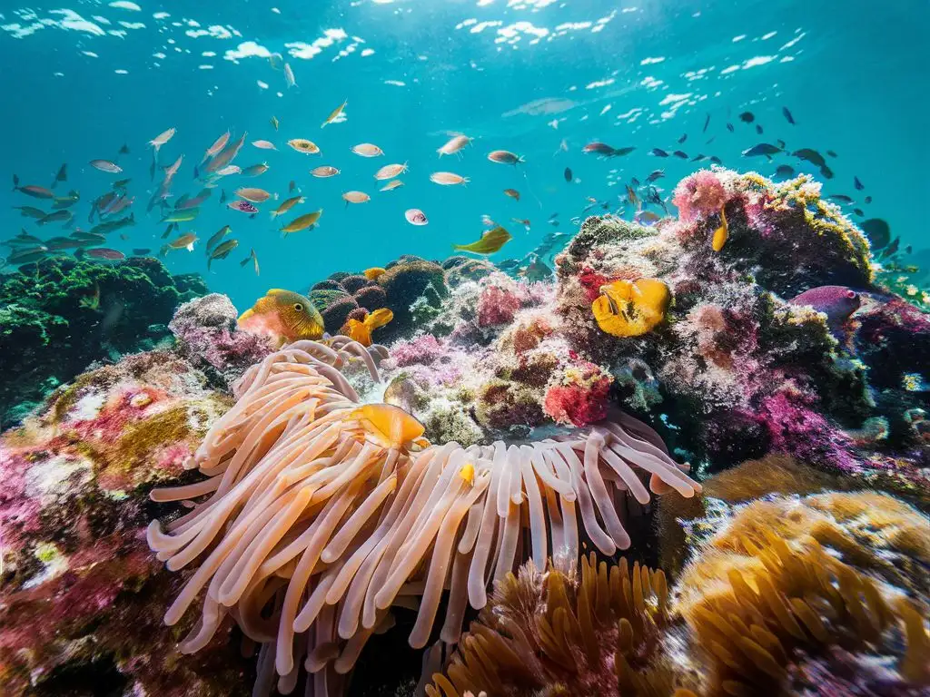 Colorful-Actinia-and-Fish-in-the-Underwater-World