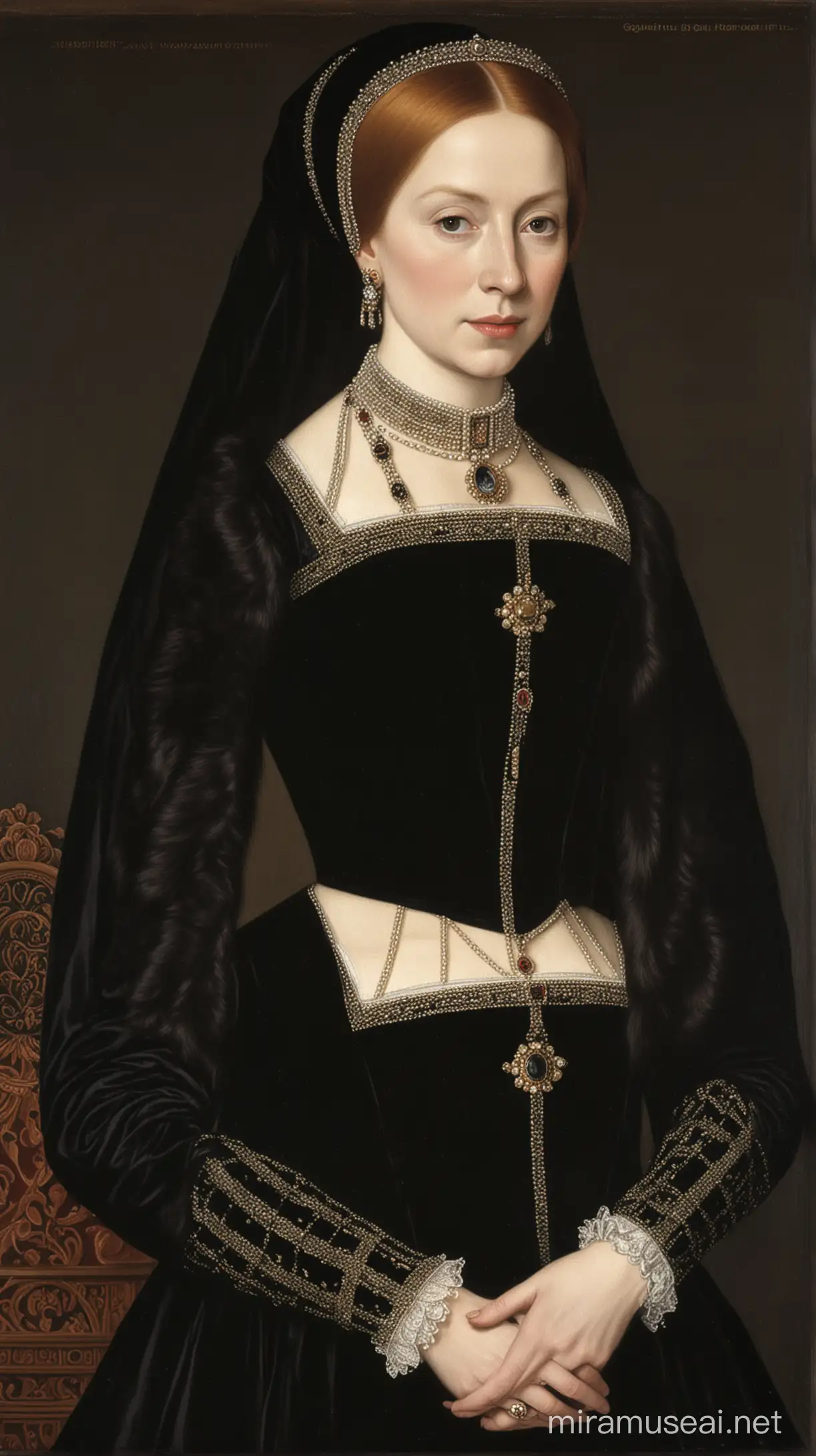 Portrait of Queen Mary Tudor in Elegant Black Attire