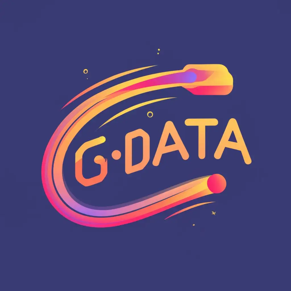 logo, computer data comes through the shape of the galaxy., with the text "GData", typography, be used in Technology industry