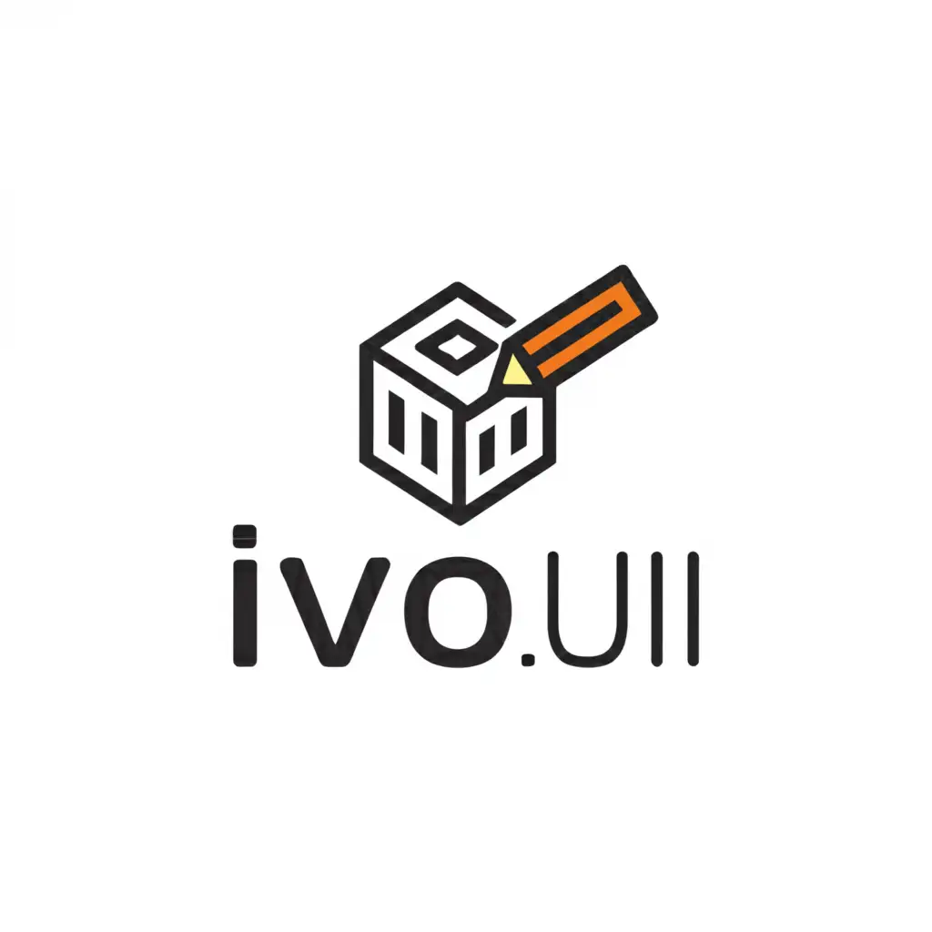 a logo design, with the exact text 'IVO.Ui', main symbol: A brick and design pen, Moderate, be used in Internet industry, clear background