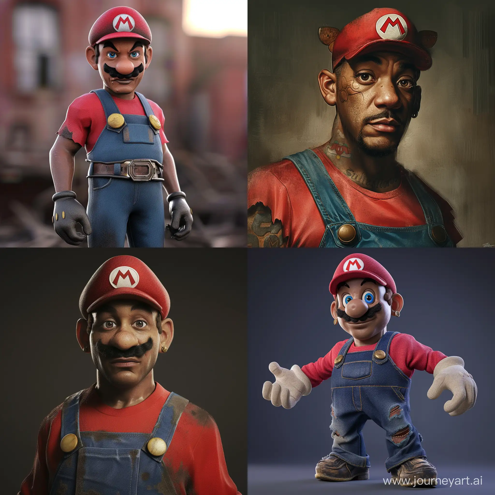 realistic character  will smith as character super Mario 