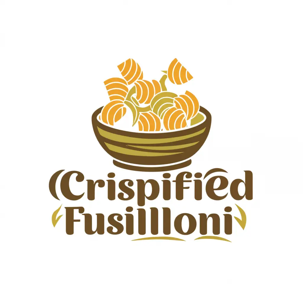 a logo design,with the text "Crispified Fusilloni", main symbol:Fusilli in the bowl with an Italian theme,Moderate,clear background