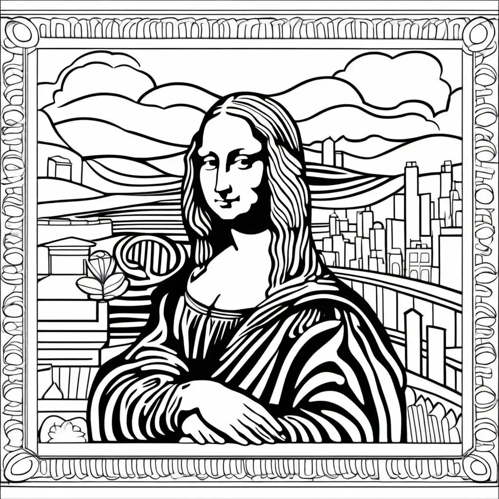 Create a coloring page inspired by Mona lisa painting