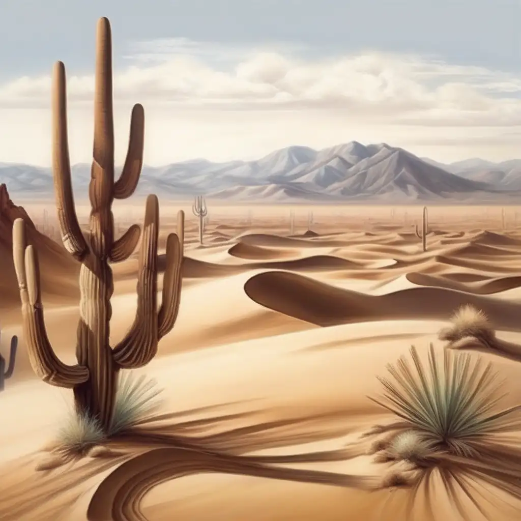 Desert Landscape Painting with Visible Brushstrokes