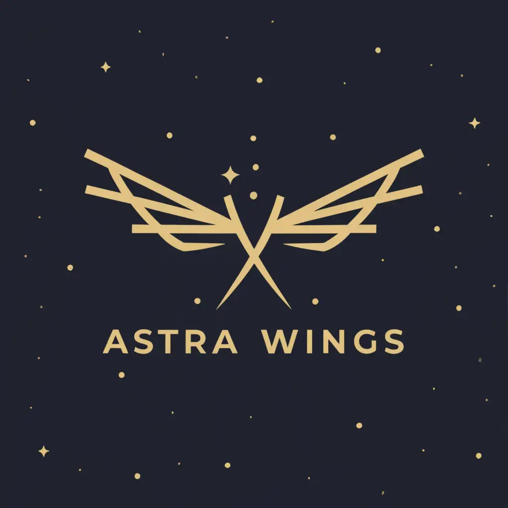 a logo design,with the text "ASTRA WINGS", main symbol:Stars & wings,Minimalistic,be used in Events industry,clear background